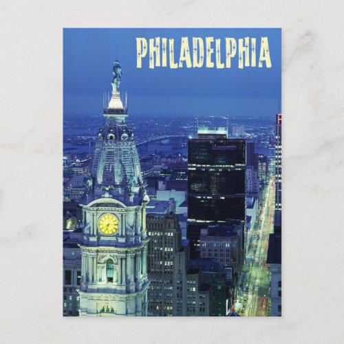 Aerial view of Philadelphia with City Hall Postcard