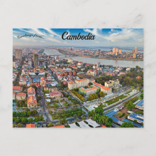 Aerial View of Phnom Penh Cambodia Postcard