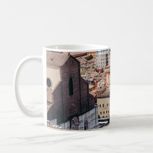 Aerial view of Piazza Maggiore square and San Petr Coffee Mug (Left)