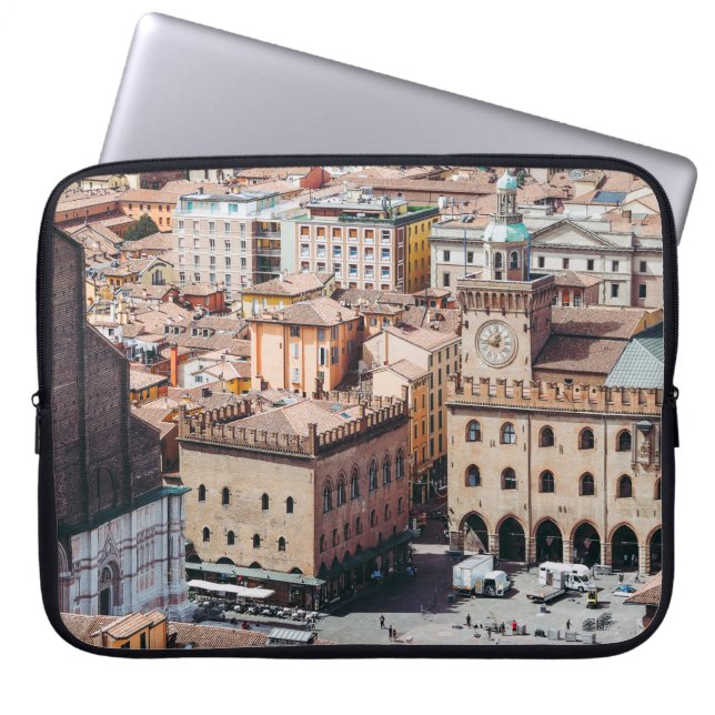 Aerial view of Piazza Maggiore square and San Petr Laptop Sleeve (Front)