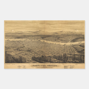 Aerial View of Portland, Oregon (1879) Rectangular Sticker