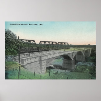 Aerial View of Putah Creek BridgeWinters, CA Poster