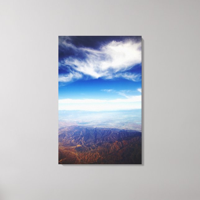 Aerial view of red brown mountains canvas print (Front)