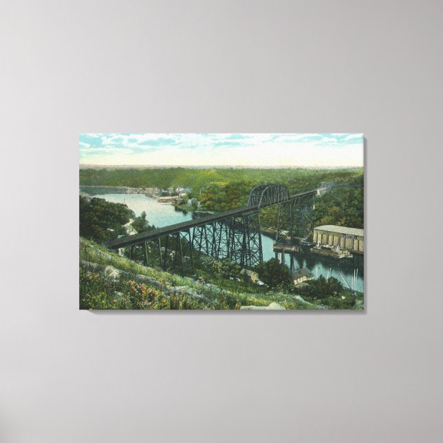 Aerial View of Rondout Creek and Wilbur Bridge Canvas Print (Front)