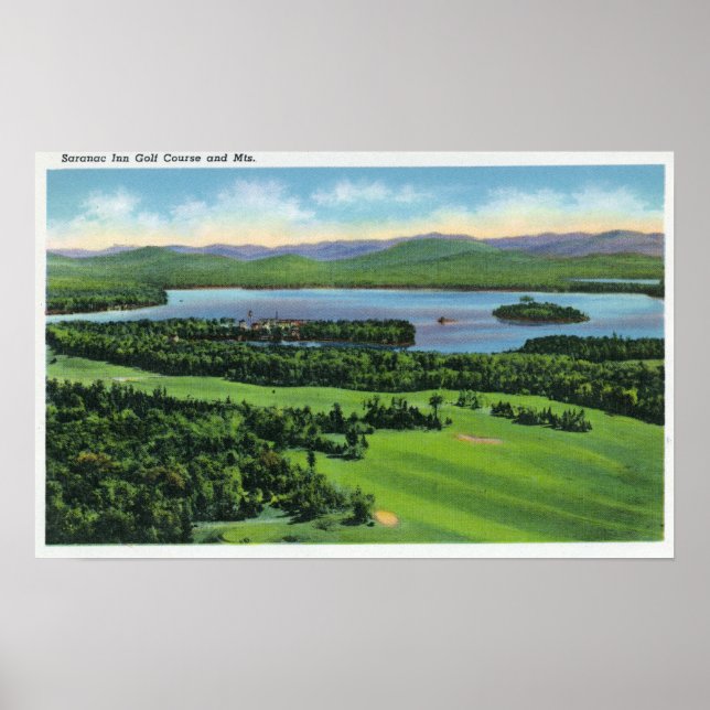 Aerial View of Saranac Inn Golf Course & Poster (Front)