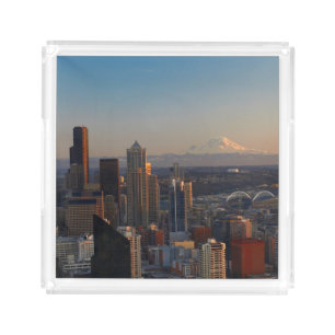 Aerial view of Seattle city skyline 2 Acrylic Tray