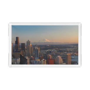 Aerial view of Seattle city skyline 2 Acrylic Tray