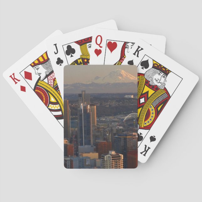 Aerial view of Seattle city skyline 2 Poker Cards (Back)