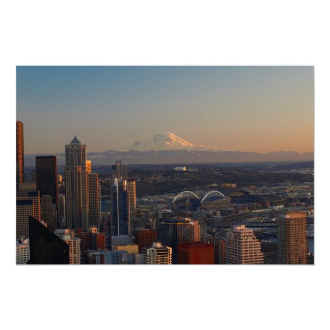 Aerial view of Seattle city skyline 2 Poster (Front)