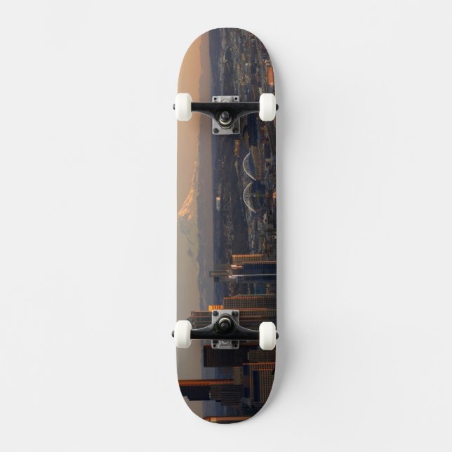 Aerial view of Seattle city skyline 2 Skateboard Deck (Front)
