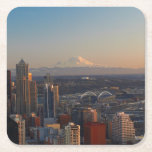 Aerial View Of Seattle City Skyline 2 Square Paper Coaster at Zazzle