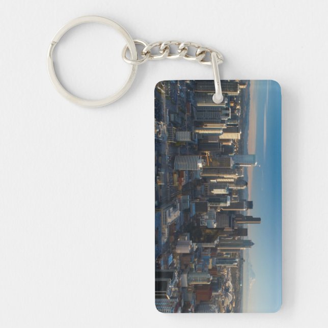 Aerial view of Seattle city skyline Keychain (Front)