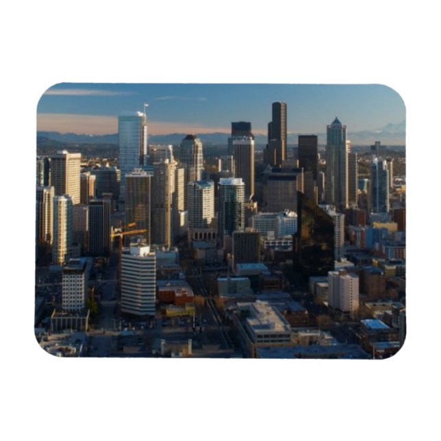 Aerial view of Seattle city skyline Magnet (Horizontal)