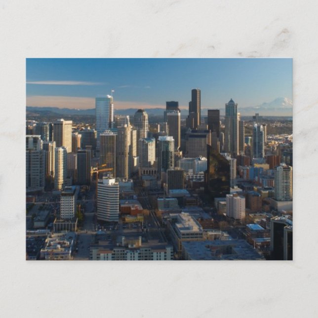 Aerial view of Seattle city skyline Postcard (Front)