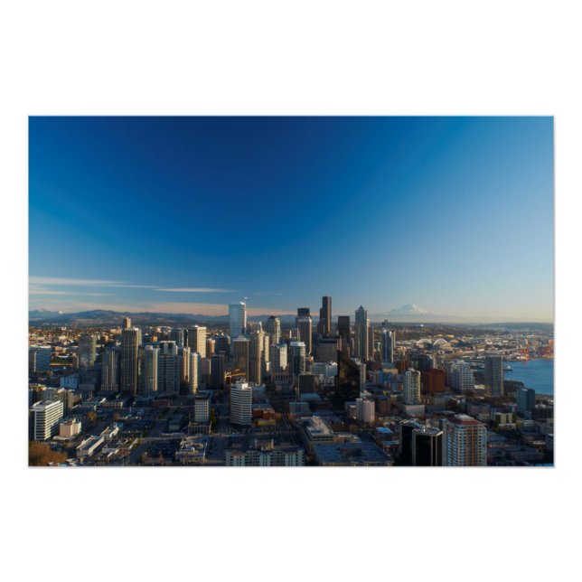 Aerial view of Seattle city skyline Poster (Front)