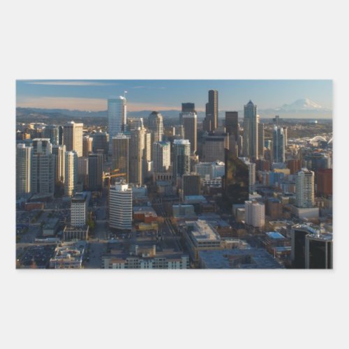 Aerial view of Seattle city skyline Rectangular Sticker