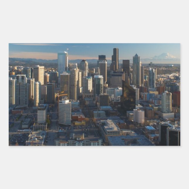 Aerial view of Seattle city skyline Rectangular Sticker (Front)