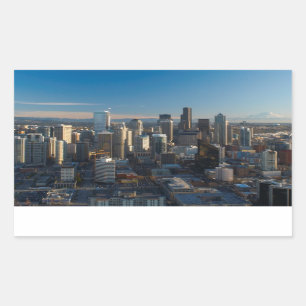 Aerial view of Seattle city skyline Rectangular Sticker