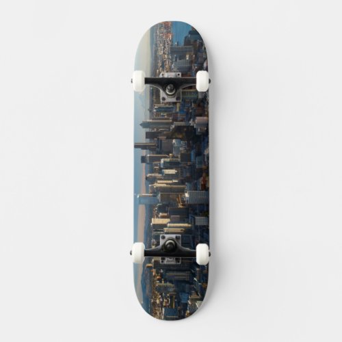 Aerial view of Seattle city skyline Skateboard