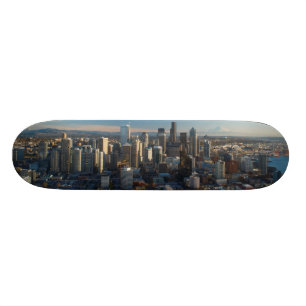 Aerial view of Seattle city skyline Skateboard