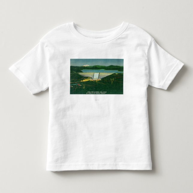Aerial View of Shasta Dam, Lake, Mountain at Toddler T-shirt (Front)