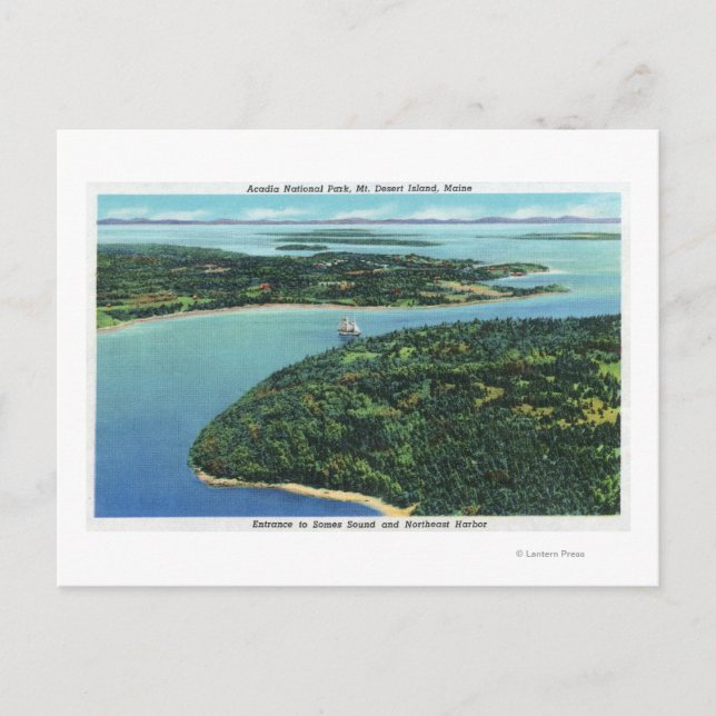 Aerial View of Somes Sound Entrance Postcard (Front)