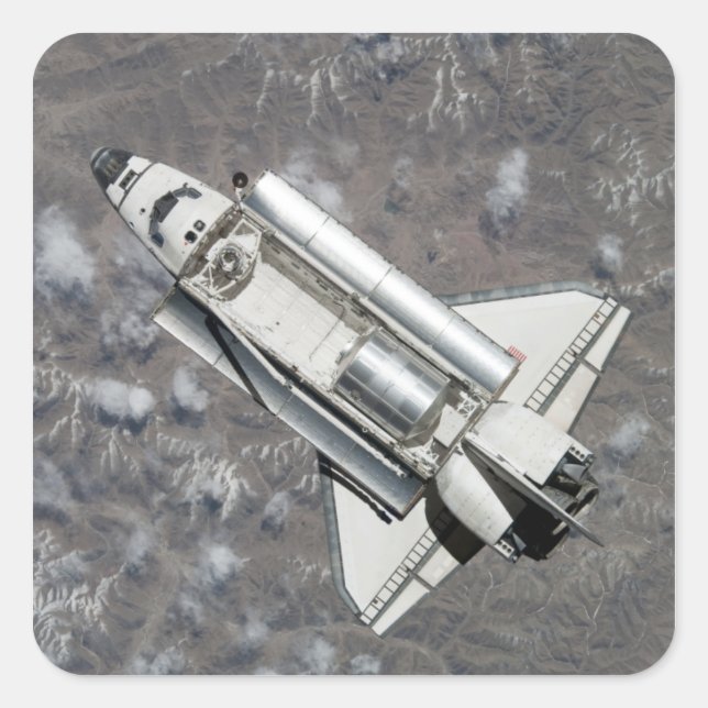 Aerial view of Space Shuttle Discovery Square Sticker (Front)