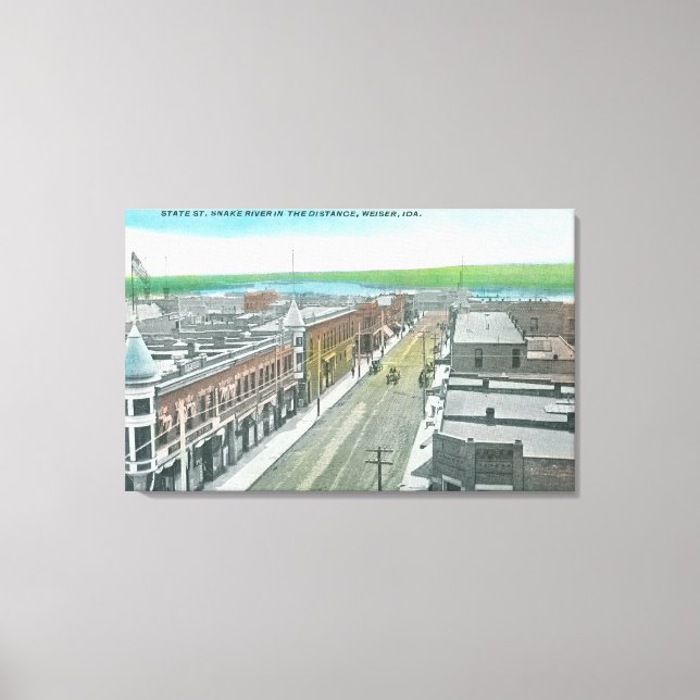 Aerial View of State Street and Snake River Canvas Print (Front)