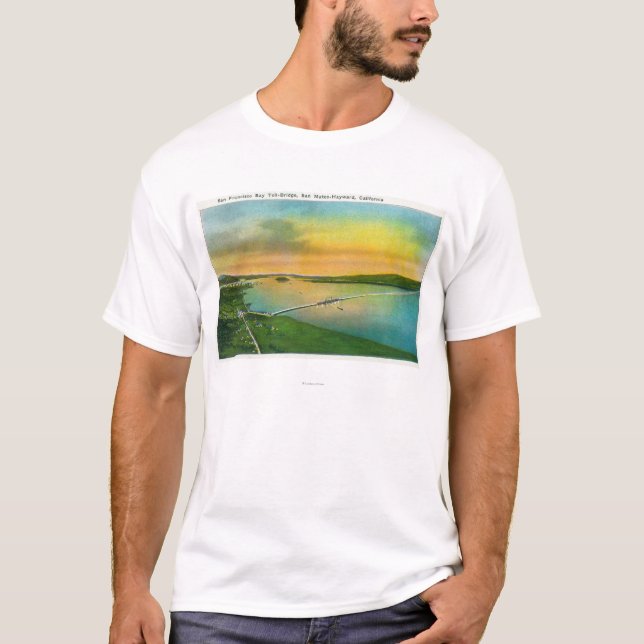 Aerial View of the Bay Bridge to Hayward, CA T-Shirt (Front)