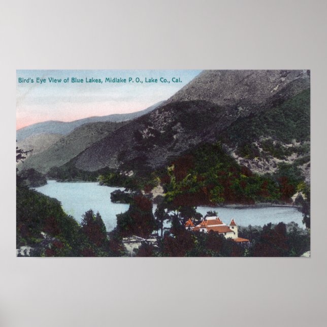 Aerial View of the Blue LakesMidlake, CA Poster (Front)