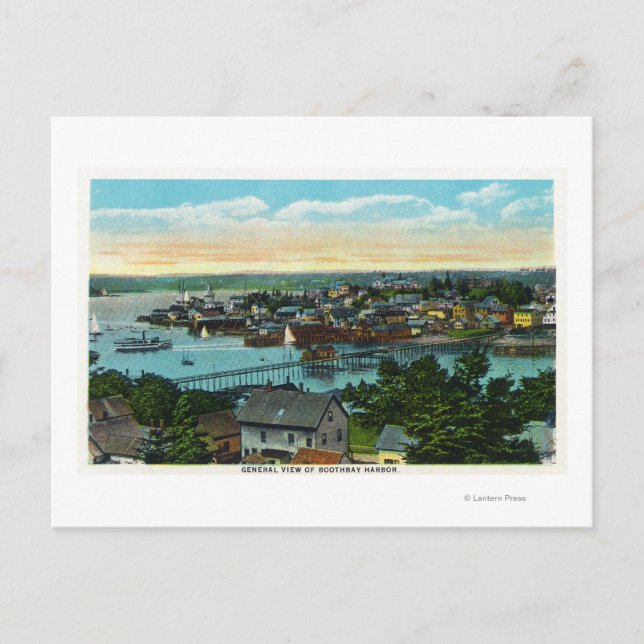 Aerial View of the Boothbay Harbor Postcard (Front)