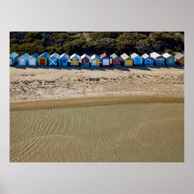 Aerial view of the Brighton beach in Melbourne Poster (Front)