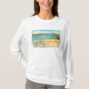 Aerial View of the Carquinez Bridge and Map T-Shirt