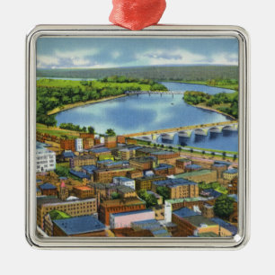Aerial View of the City and the Connecticut Metal Ornament