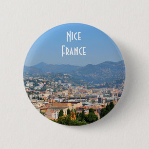 Aerial view of the city of Nice in France Pinback Button