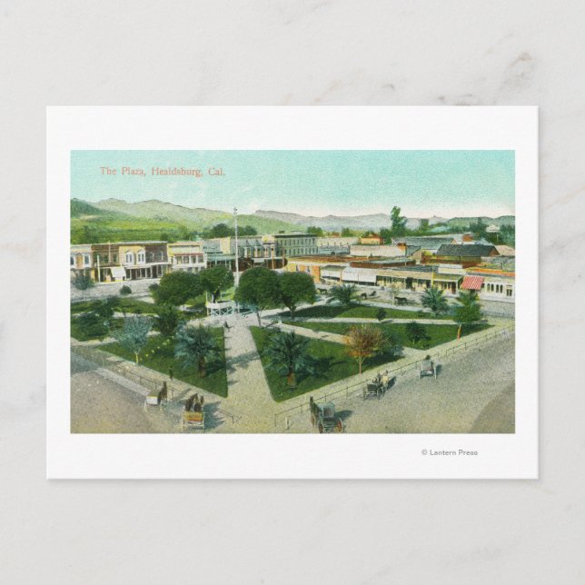 Aerial View of the City PlazaHealdsburg, CA Postcard (Front)