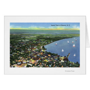 Aerial View of the City, Sailboats on the Lake Cards