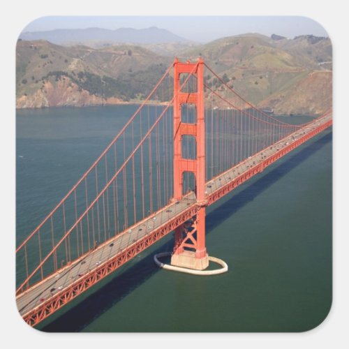 Aerial view of the Golden Gate Bridge in the 2 Square Sticker