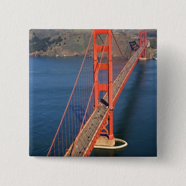 Aerial view of the Golden Gate Bridge in the Pinback Button (Front)