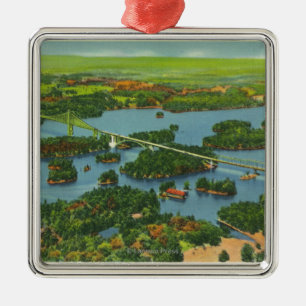 Aerial View of the International Bridge Metal Ornament