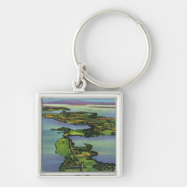 Aerial View of the Lake, NY and VT Split Keychain (Front)
