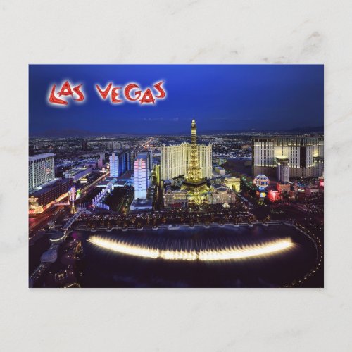 Aerial view of the Las Vegas Strip at night Postcard