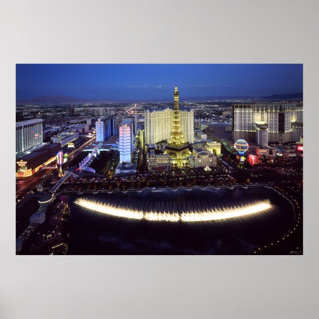Aerial view of the Las Vegas Strip at night Poster (Front)