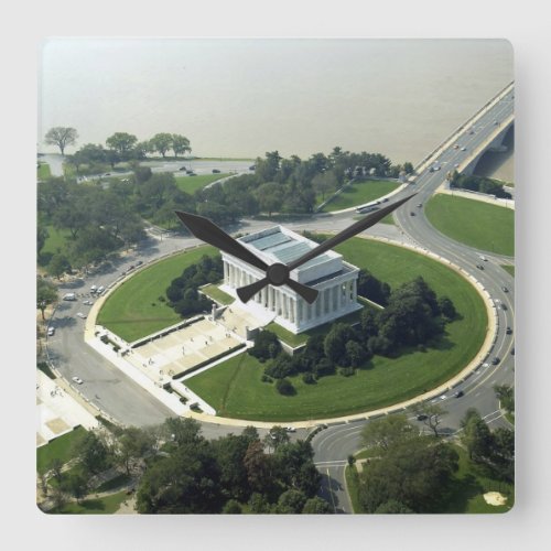 Aerial View Of The Lincoln Memorial Square Wall Clock
