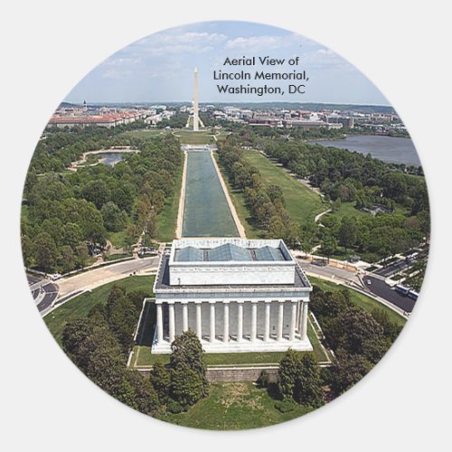Aerial View of the Lincoln Memorial Washington D Classic Round Sticker