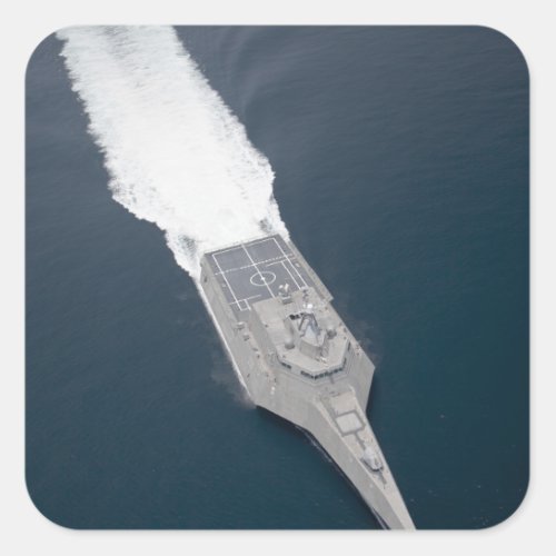 Aerial view of the littoral combat ship square sticker