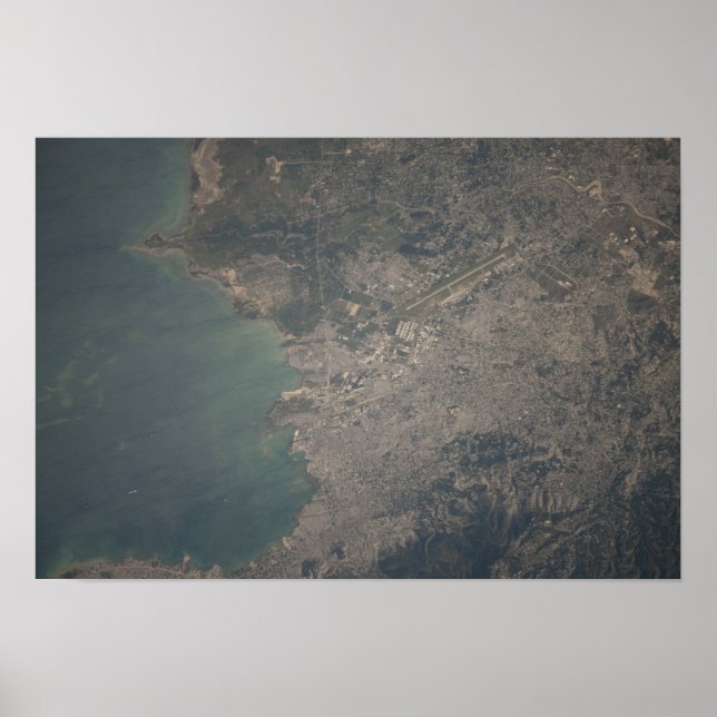 Aerial view of the Port-au-Prince area of Haiti Poster (Front)