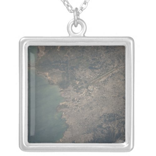 Aerial view of the Port_au_Prince area of Haiti Silver Plated Necklace