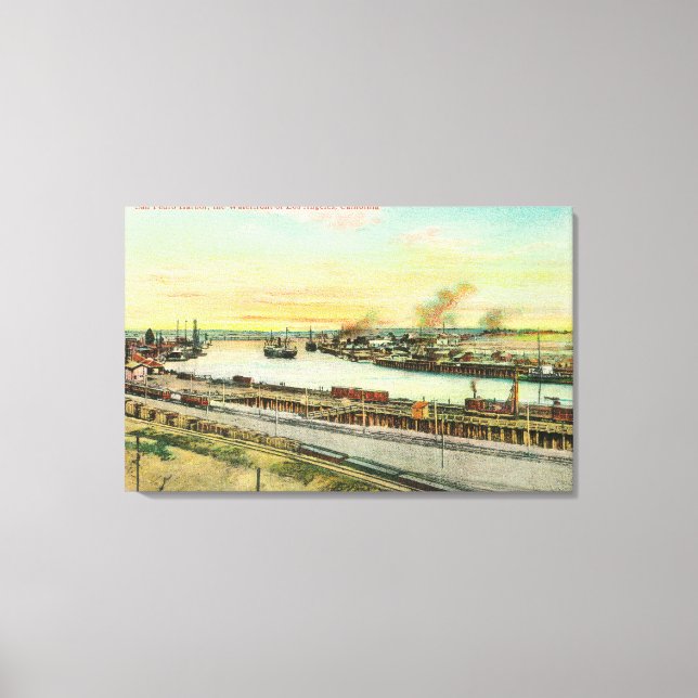 Aerial View of the San Pedro Harbor Canvas Print (Front)