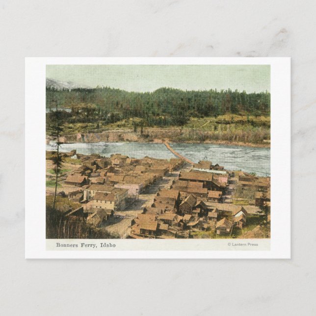 Aerial View of the Town and River Postcard (Front)